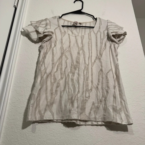 Anthropologie Dolan Charmante Textured Flutter Short Sleeve Top Womens Size S - Picture 4 of 12